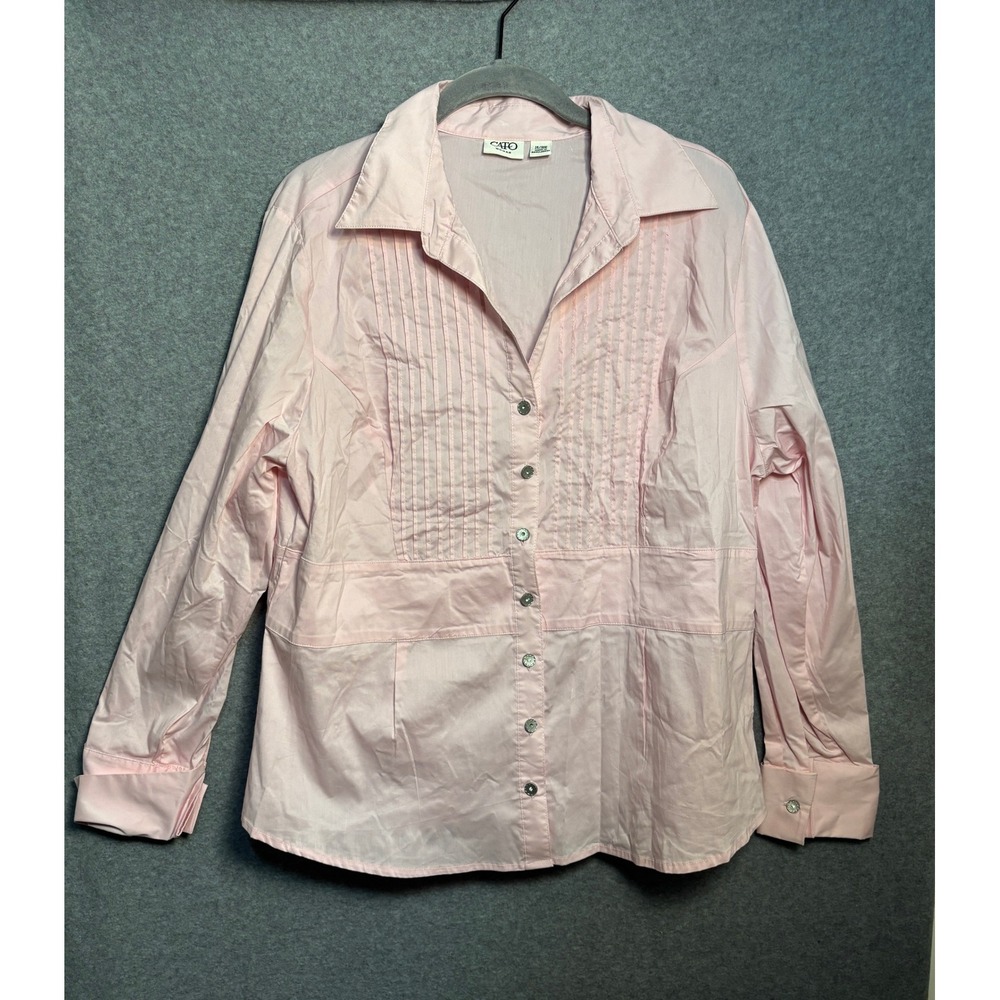 Cato Baby Pink Pintuck Button Front Blouse‎ Coquette Cottagecore 16W